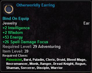 In-game tooltip for Otherworldly Earring