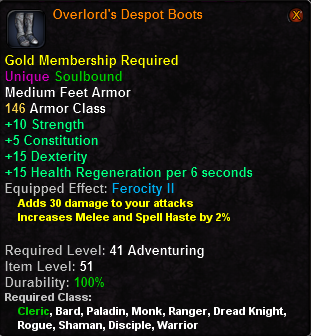 In-game tooltip for Overlord's Despot Boots