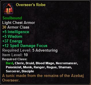 In-game tooltip for Overseer's Robe