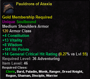 In-game tooltip for Pauldrons of Ataxia
