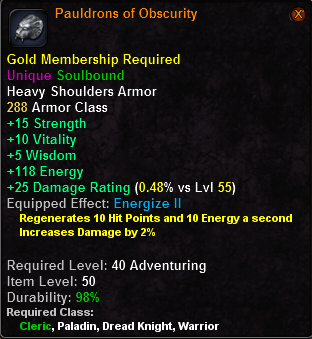 In-game tooltip for Pauldrons of Obscurity