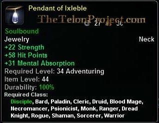 In-game tooltip for Pendant Of Ixleble