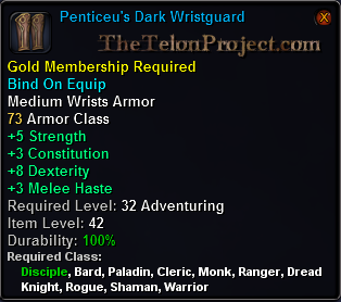 In-game tooltip for Penticeu's Dark Wristguard