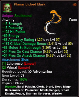 In-game tooltip for Planar Etched Mask
