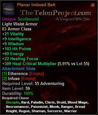 In-game tooltip for Planar Imbued Belt