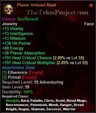 In-game tooltip for Planar Imbued Mask