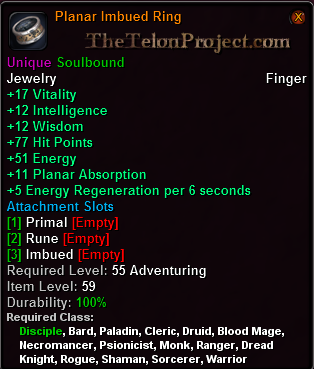 In-game tooltip for Planar Imbued Ring vit