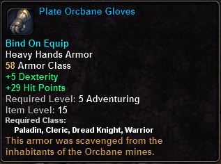In-game tooltip for Plate Orcbane Gloves