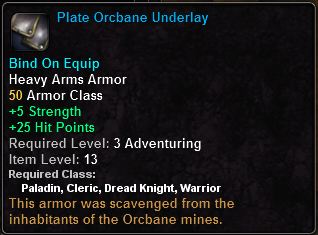 In-game tooltip for Plate Orcbane Underlay