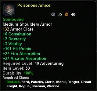 In-game tooltip for Poisonous Amice