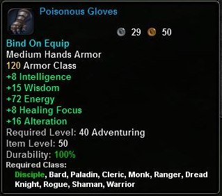 In-game tooltip for Poisonous Gloves