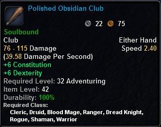 In-game tooltip for Polished Obsidian Club