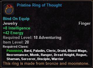 In-game tooltip for Pristine Earring Of Thought