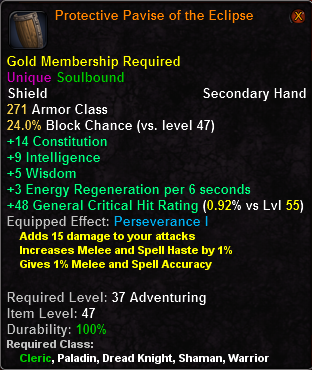 In-game tooltip for Protective Pavise of the Eclipse