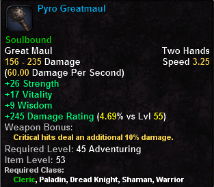 In-game tooltip for Pyro Greatmaul