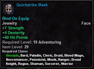In-game tooltip for Quickstrike Mask