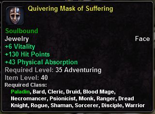 In-game tooltip for Quivering Mask Of Suffering