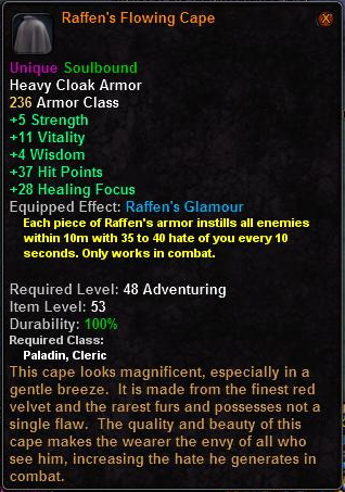In-game tooltip for Raffen s_Flowing_Cape