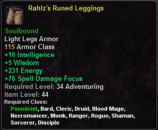 In-game tooltip for Rahlz's Runed Leggings