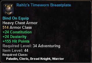 In-game tooltip for Rahlz's Timeworn Breastplate
