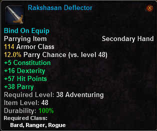 In-game tooltip for Rakshasan Deflector