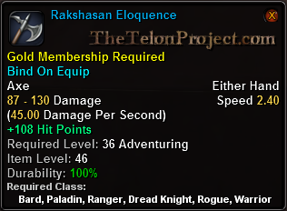 In-game tooltip for Rakshasan Eloquence