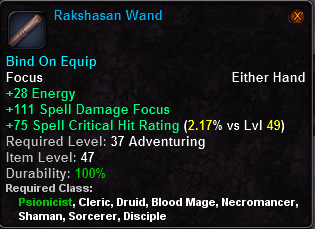 In-game tooltip for Rakshasan Wand