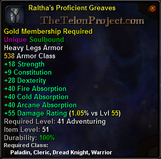 In-game tooltip for Raltha s Proficient Greaves