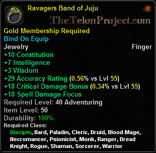 In-game tooltip for Ravagers Band of Juju
