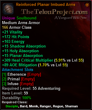 In-game tooltip for Reinforced Planar Imbued Arms