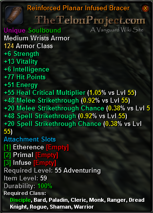 In-game tooltip for Reinforced Planar Infused Bracer