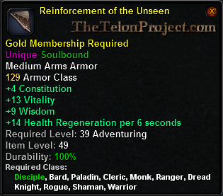 In-game tooltip for Reinforcement of the Unseen