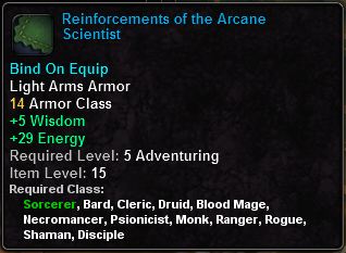 In-game tooltip for Reinforcements Of The Arcane Scientist
