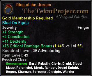 In-game tooltip for Ring of the Unseen