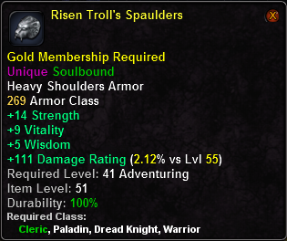 In-game tooltip for Risen Troll's Spaulders