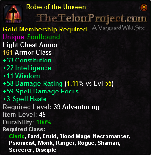 In-game tooltip for Robe of the Unseen