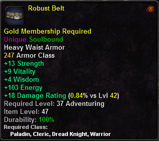 In-game tooltip for Robust Belt