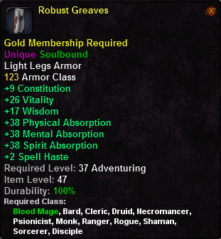 In-game tooltip for Robust Greaves