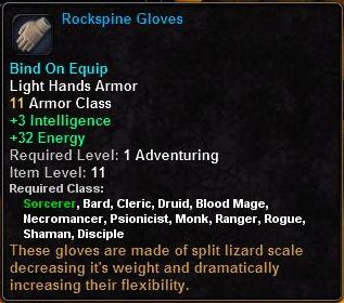 In-game tooltip for Rockspine GlovesL