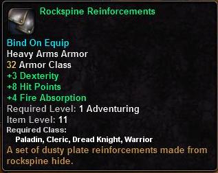 In-game tooltip for Rockspine Reinforcements