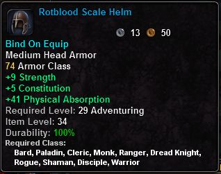 In-game tooltip for Rotblood Scale Helm