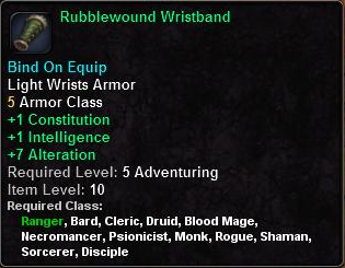 In-game tooltip for Rubblewound Wristband