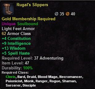 In-game tooltip for Rugal s Slippers