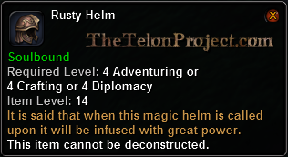 In-game tooltip for Rusty Helm