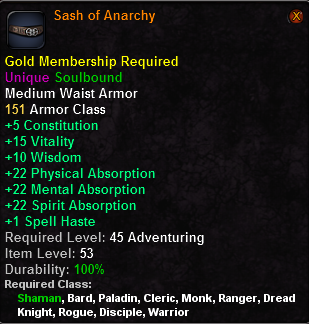 In-game tooltip for Sash of Anarchy