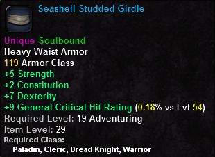 In-game tooltip for Seashell Studded Girdle
