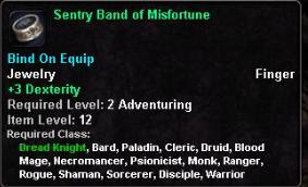 In-game tooltip for Sentry Band of Misfortune