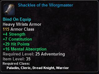 In-game tooltip for Shackles Of The Worgmaster