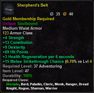 In-game tooltip for Sherpherd s Belt