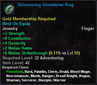 In-game tooltip for Shimmering Ghoststone Ring